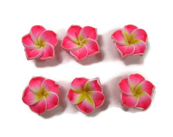 15 mm Polymer Clay Plumeria Flowers Set of 6 (SP9)