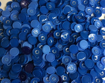 Medicine flip off vial caps for crafts: 13mm blue caps- 500 + pieces