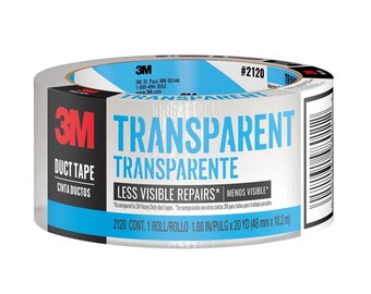 Transparent Duct Tape; 1.88 Inches by 20 Yards, Clear, Strong, Waterproof, UV Resistant, Multipurpose Duct Tape, 3M