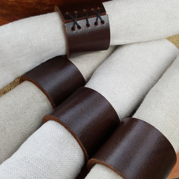 Mahogany Leather Napkin Ring SETS Handcrafted ~ Hostess Gift ~Wedding ~ Dining ~ Alfresco ~ Housewarming ~ Home Decor ~ Gifts for Chefs