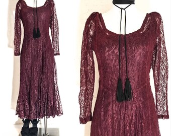 90s Clothing 90s VINTAGE Clothing 90s DRESS GRUNGE Clothing 90s Grunge Clothing Long Sleeve Dress Lace Maxi Dress Maxi Dress with Sleeves S