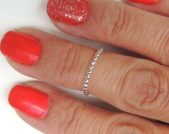 Above the Knuckle Ring Midi Ring Sterling Silver Beaded Band