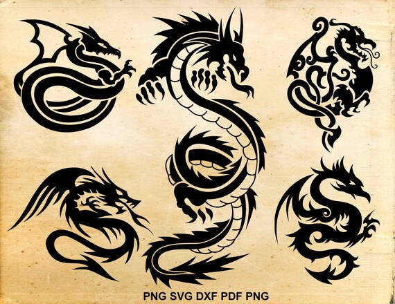 Download Dragon svg Dragon clip art Dragon Silhouette Cut files for