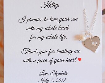 Mother of the groom gift from Bride, bride to mother in law gift, wedding gift for mother in law, heart cutout necklace with pearl