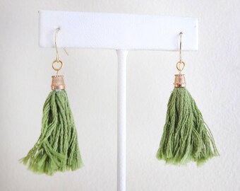 Tassel Earrings - Sap Green - Handmade