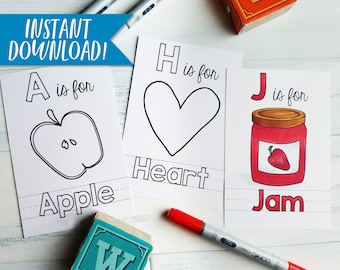 Alphabet Coloring Books / Printable Coloring Pages / My ABC Book / Letter Practice / Preschool / Instant Download Printable / PDF