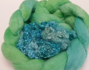 Hand Dyed Wool Roving -- Spinning, Felting, Weaving -- Coordinating Mohair Locks