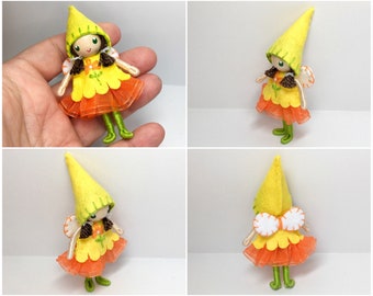 Fairy Bendy Doll by Princess Nimble-Thimble, Waldorf Felt Bendable DollHouse Doll- Small Felt Doll, Flower Fairy, Nature Table Decor