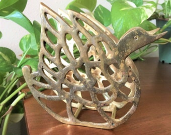 Vintage Brass Swan Napkin Holder