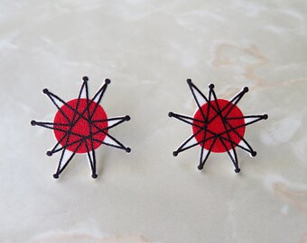 Atomic Franciscan Starburst Stud Earrings / Pin / Pinup / 1950s / Vintage / Rockabilly / Retro