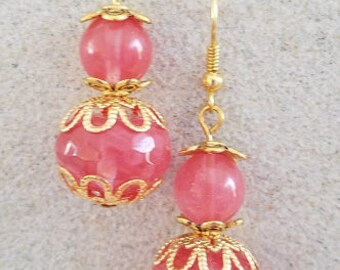 Cherry Quartz Earrings, Pink Earrings