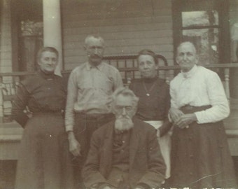 Alice Tremble and Some of the Ferrels Antique Group Photo Farm Family Black and White Photo Photograph