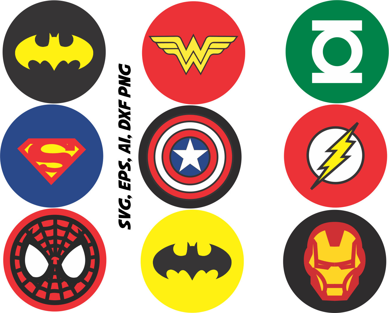 Superhero logos SVG Captain america ironman batman etc in