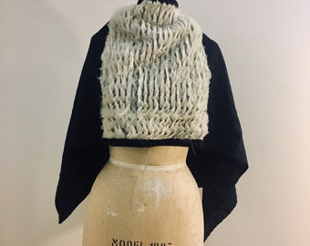 new Ruffled Black Linen Scarf, Spring Accessories , Mother's day gifts for mom, gifts for her