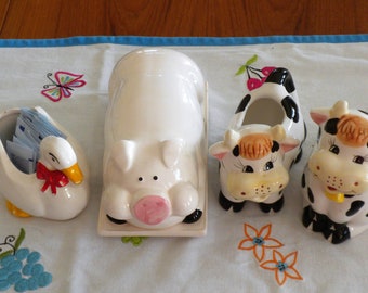 Kitchen, Farm, Pig,Butter Keeper, Cow, Sugar and Creamer, Goose, Mothers Day, Birthday, Retro Farm, Farm Decor, Farm animals