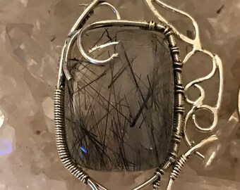Black Rutilated Quartz Pendant Necklace