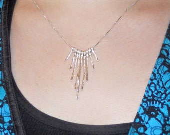 Silver Bib Necklace, Silver Fringe Necklace, Bib Necklace, Silver Statement Necklace, Bib Necklace Statement, Sterling Bib Necklace