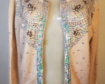 FREE SHIPPING Vintage Angora Sequin Cardigan