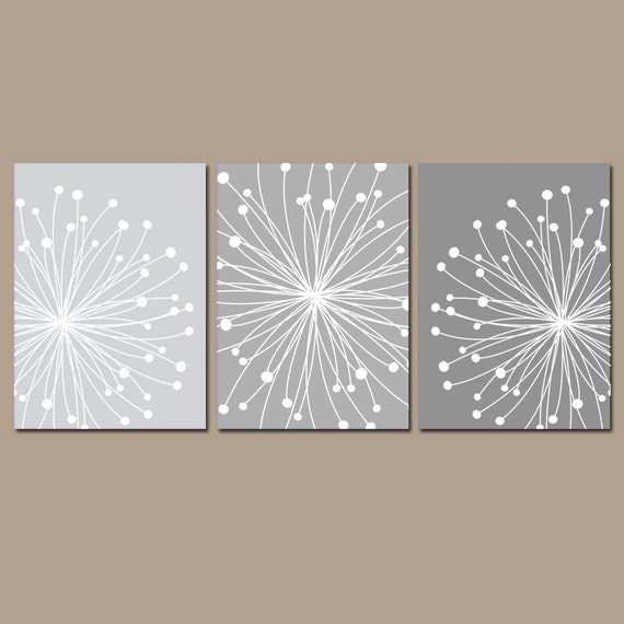 DANDELION Wall Art CANVAS or Prints Gray Ombre Bedroom Wall