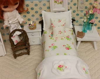 11 inch Doll Bedding Shabby Chic Style, 1/6 scale