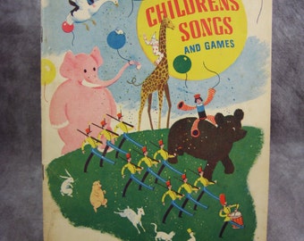 1935 NURSERY RHYME Songbook - Treasure Chest of Children's Songs and Games - Illustrated Softcover Mother Goose Jack Spratt Humpty Dumpty