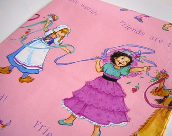 Vintage 1993 All Any Occasion Wrapping Paper Pink Gift Wrap Friends of the Whole World