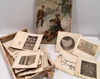 Box of vintage flash cards