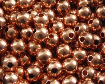 10 pcs - 8 mm copper beads - copper beads - 8 mm beads - round seamless beads -pure copper findings