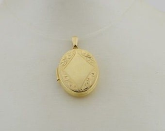14k Yellow Gold Vintage Ornate Locket Pendant