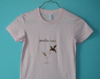 ON SALE Birds Drinking Martinis- Pink & Gold shortsleeve Tee