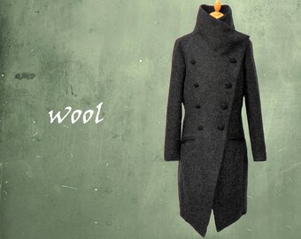 wool coat, long wool mantle