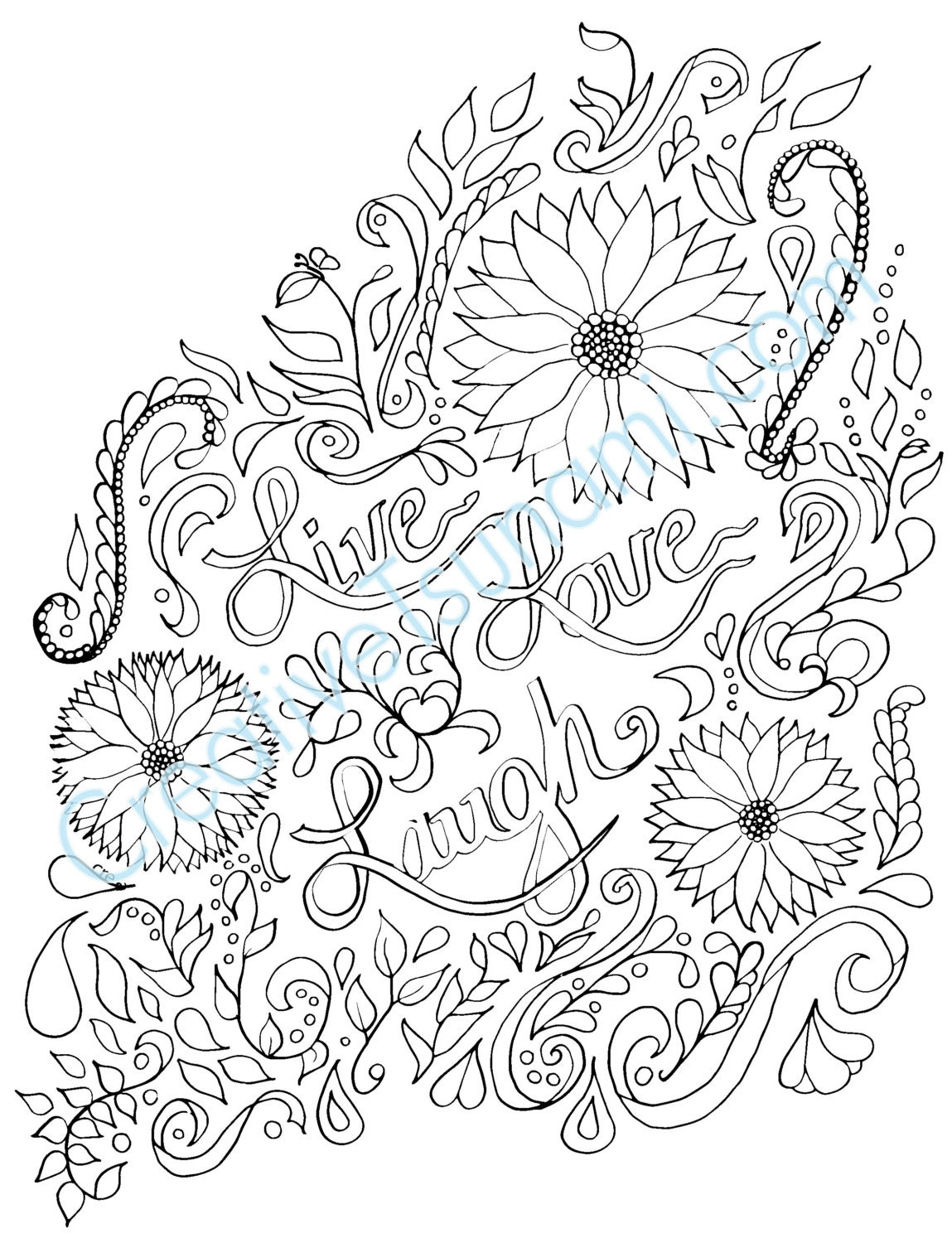 Adult Coloring Page Live Love Laugh