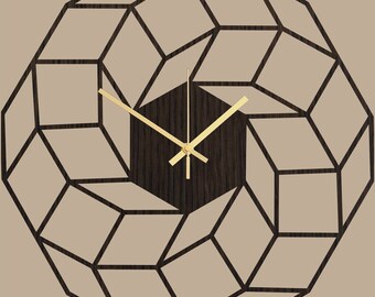 Large Wall Clock, Geometric Clock Dreamcatcher, Clocks for Wall, Home Gifts, Modern Wall Clock, Modern Home Decor, Silent Wooden Clock
