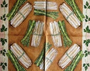 TOWEL in paper boots of asparagus green and white #AL010