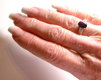 Amethyst, amethyst ring, birthstone ring, solitaire ring, purple ring, purple, s 7 "Purple Persuasion"