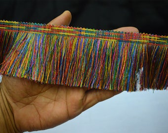2 Yard Multicolor Brush Fringe Trim Tape Lace Gypsy Bohemian Boho fringe trim for Crafting Sewing ethnic trim, fringed ribbon retro trim