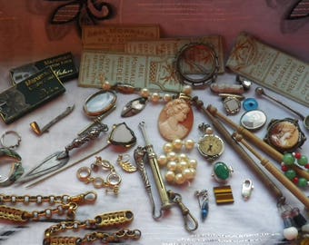 Job Lot Collection of Vintage Antique Bits and Bobs Destash Spares Repair