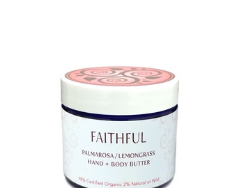 BODY BUTTER • Palmarosa Lemongrass • Natural • Organic • Hand and Body Lotion • Moisturizer • Dry Skin • Sensitive Skin • Aromatherapy
