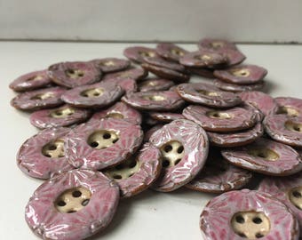 Light pink handmade ceramic buttons