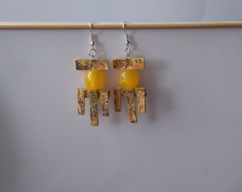 FREE SHIPPING. Yellow Handmade Earrings, Drop Earrings, Yellow, Handmade Jewelry, Jewelry