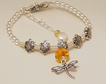 Dragonfly and Amber bracelet