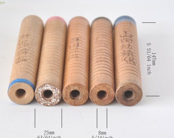 5 Japanese Industrial Wood Spools, wood bobbins