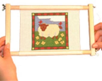 Mini No-Sew Frame from Siesta- Multi Frame , 6 inch and 9 inch rollers and 6 inch side bars, sewing frame, tapestry frame,