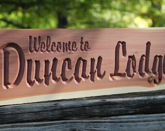 Personalized Wood Sign - CNC Custom Carved Aromatic Cedar Wood Sign - Lodge