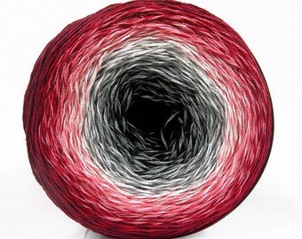 Colour Gradient Yarn Red White Grey Black - 150g cake 50 cotton 50% acrylic - UK Seller - knitting crochet wool ball #2 fine whirl 4-ply