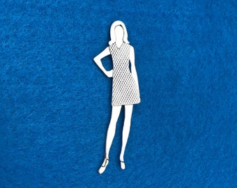 Sterling Silver Retro Lady Brooch #5