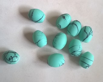 Set of 56 blue olive / green stripes