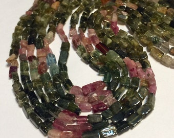 Watermelon tourmaline tiny rectangles whole strand