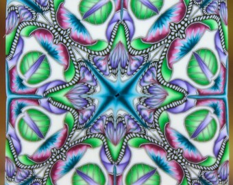 Square Polymer Clay Kaleidoscope Cane (25E)
