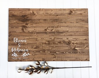 Wood wedding guest book, Wedding guest book alternative, Wedding reception decor, Wood sign wedding, Personalized wood sign